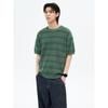 Vintage Striped Round Short Sleeve Knit Green