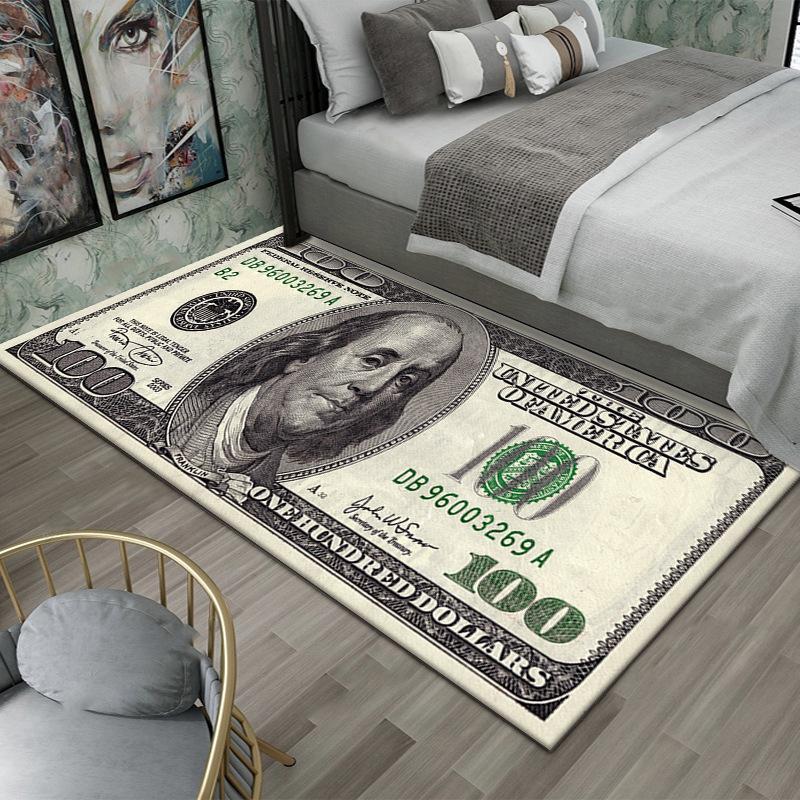 Rubel-US-Dollar Nachttischdecke, Schmutzabweisende und Verschleißfeste Längsstreifen Bodenmatte, Kühlende Fußmatte für das Schlafzimmer
