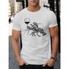 European Sizes Lobster Wine Glass Men's Short Sleeve T-shirt Summer T-shirt Top