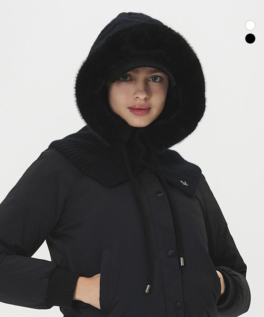 DUVIK Women'S Faux Fur Knit Hooded Balaclava De4Wac691