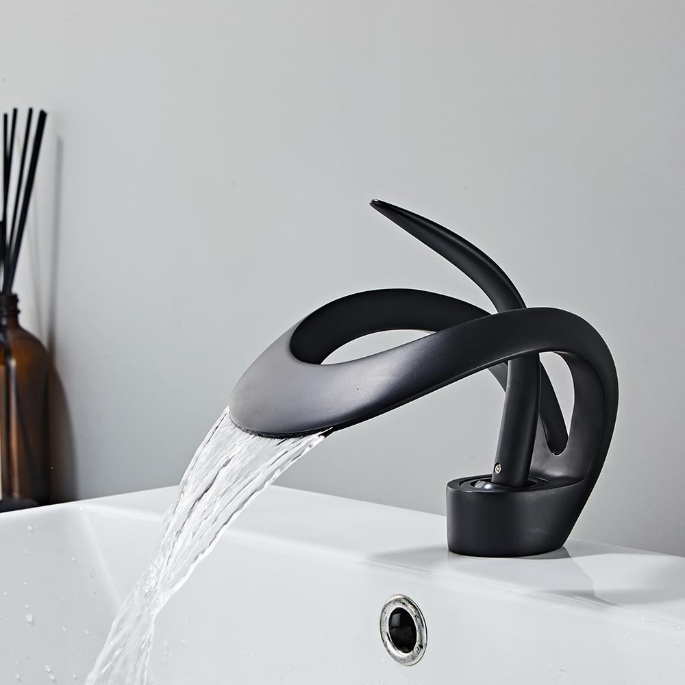 Golden/White Bathroom Basin Faucet Black Bathroom Faucet Brass Creative Grey Sink Mixer Tap And Cold Waterfall Basin Faucet