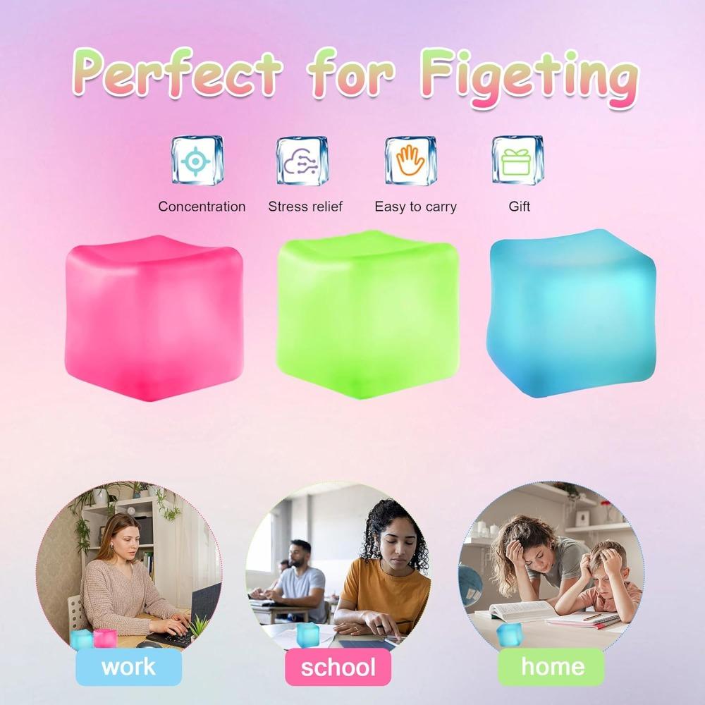 Squishy I Cube Stress Ball Toy Sensory Fidget Toys for Adults & Kids Slow Rising Squeeze Ball Autism ADHD Relief Party Gift