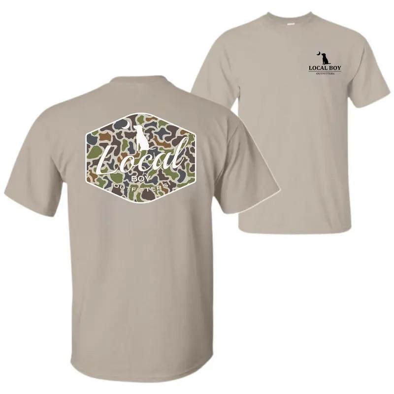 Local Boy Outfitters TShirt – Camo Badge Graphic, Unisex Classic Cotton Menswear Unisex T-Shirt