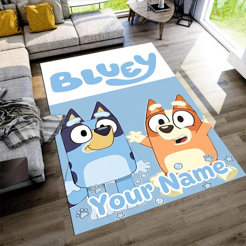 Bluey Personalized Text Area Rug Suitable for Playrooms Study Room Hallway Living Rooms Anti-slip Rug Office Home Decor Birthday/Christmas Gift