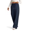 Women Casual Pants Elastic High Waist Adjustable Drawstring Straight Wide Leg Trousers with Pockets Solid Color Long Pants