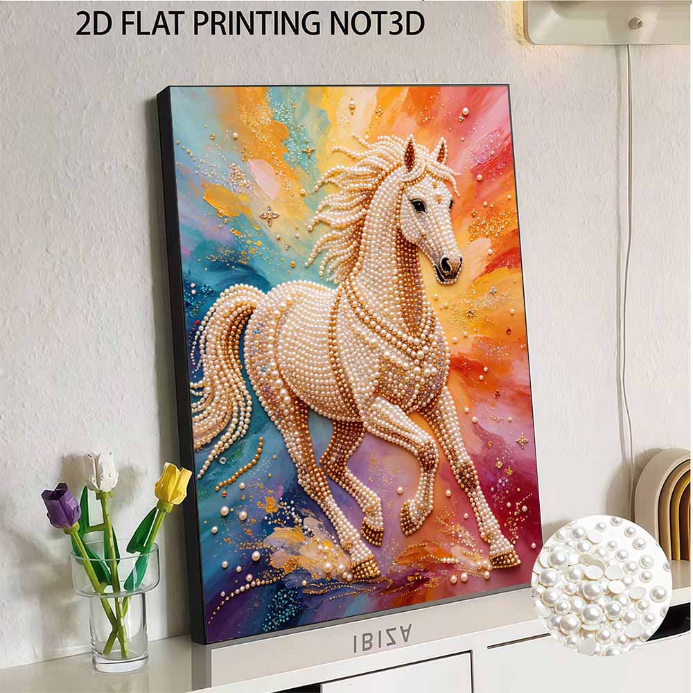 Majestic Horse Pearl Painting 5D DIY Rhinestone Embroidery Handmade Art Decor Creative Gift for Home Interior Decoration