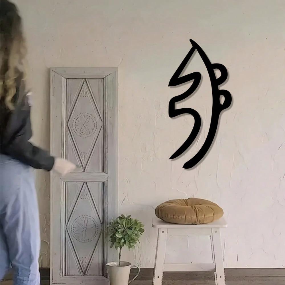 Black Minimalist Metal Wall Art Spiritual Decor Rustproof Yoga Studio Meditation Room Gift