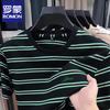 Luomeng Men's Striped Round Neck T-Shirt