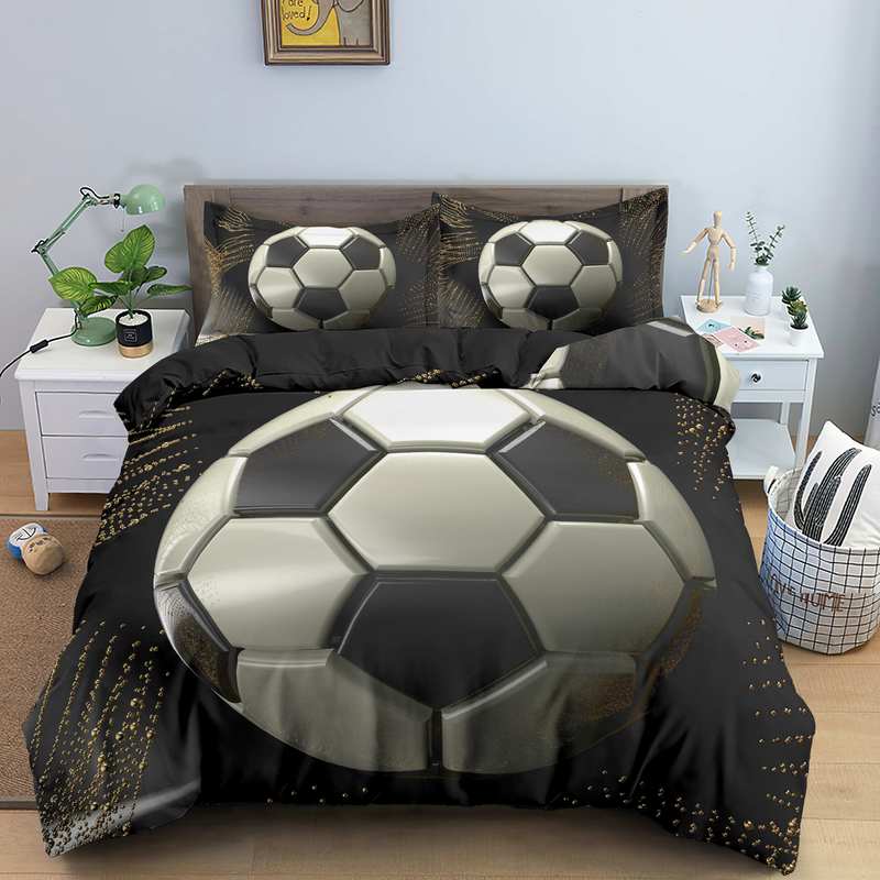 Set husă de plapumă imprimată Baschet Fotbal Mărime Queen King Poliester Husă de plapumă Set de lenjerie de pat sport pentru Copii Băieți Fete Adolescenți