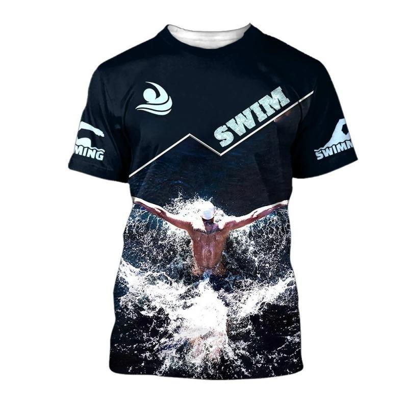 Tricou Grafic Personalizat cu Nume pentru Înot Bărbați Imprimare 3D Mânecă Scurtă Gât Rotund Haine Cadou Pentru Pasionații de Înot