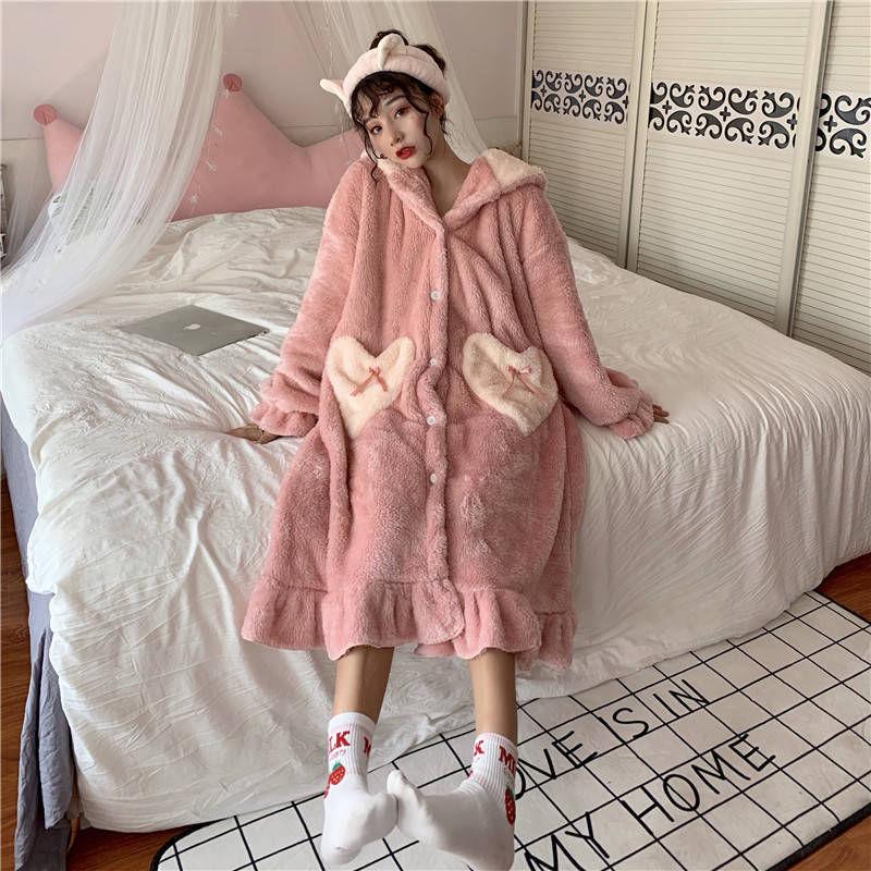 Damen Niedlicher Bademantel Plüsch Dicke Nachtwäsche Verdickt Warm Flanell Cartoon Schlafsack Tier Einteiler Pyjama Herren Damen Hauskleidung