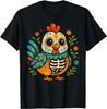 Colorful Sugar Skull Chicken Día De Los Muertos Fun Skeleton T-Shirt