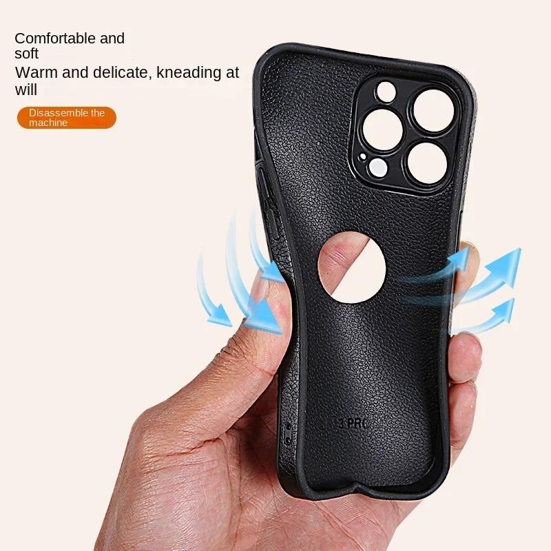 Luxury Leather Cover For iPhone 16 15 14 13 12 11 Pro Max X XR XS 7 8 Plus SE 2020 Business Camera Frame Protection Cover