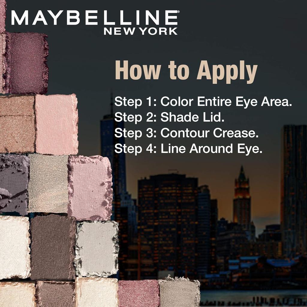 Maybelline פלטת צלליות ניו יורק 12 גוונים ניתנים למיזוג צבעי מאט מבריקים The Blushed Nudes 9 גרם