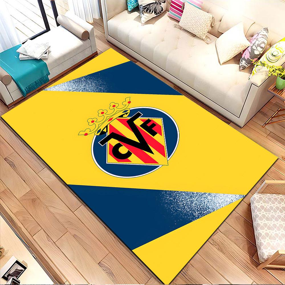 Yellow and Blue CVF Emblem Design Patterned Carpet, Non Slip Mat Suitable for Living Room and Bedroom Sofas