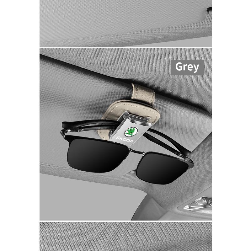 Car Auto Sun Visor Glasses Box Sunglasses Clip Card Ticket Holder Stand for Skoda Fabia Kodiaq Kamiq Superb Yeti Octavia Enyaq Rapid Karoq Derivati