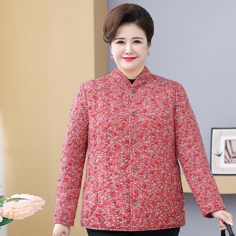Plus Size 200 Jin Women's Cotton Jacket for Indoors/Outdoors - Fleece-Lined Back Protection for Middle-Aged & Elderly