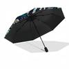 Marine Life Glass Pattern Umbrella, Portable and Foldable Design, 8 Ribs, a Casual Accessory for Halloween, Christmas, and Birthday Gifts.