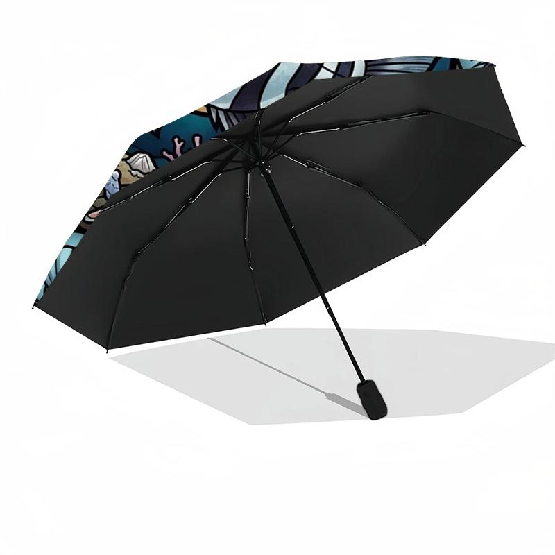 Marine Life Glass Pattern Umbrella, Portable and Foldable Design, 8 Ribs, a Casual Accessory for Halloween, Christmas, and Birthday Gifts.