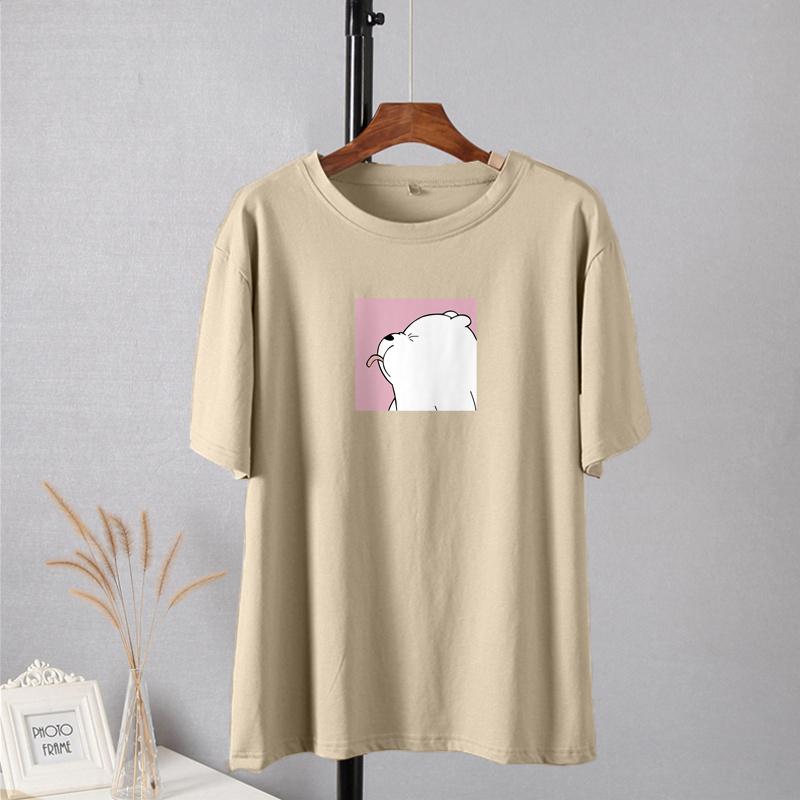 Shellsuning Büyük Boy Sevimli Baskılı T Shirt Kadınlar için Yaz Yeni Temel Çift Elbise Moda Rahat Gevşek Vintage Pamuk Tişörtleri Kadın Harajuku Tops