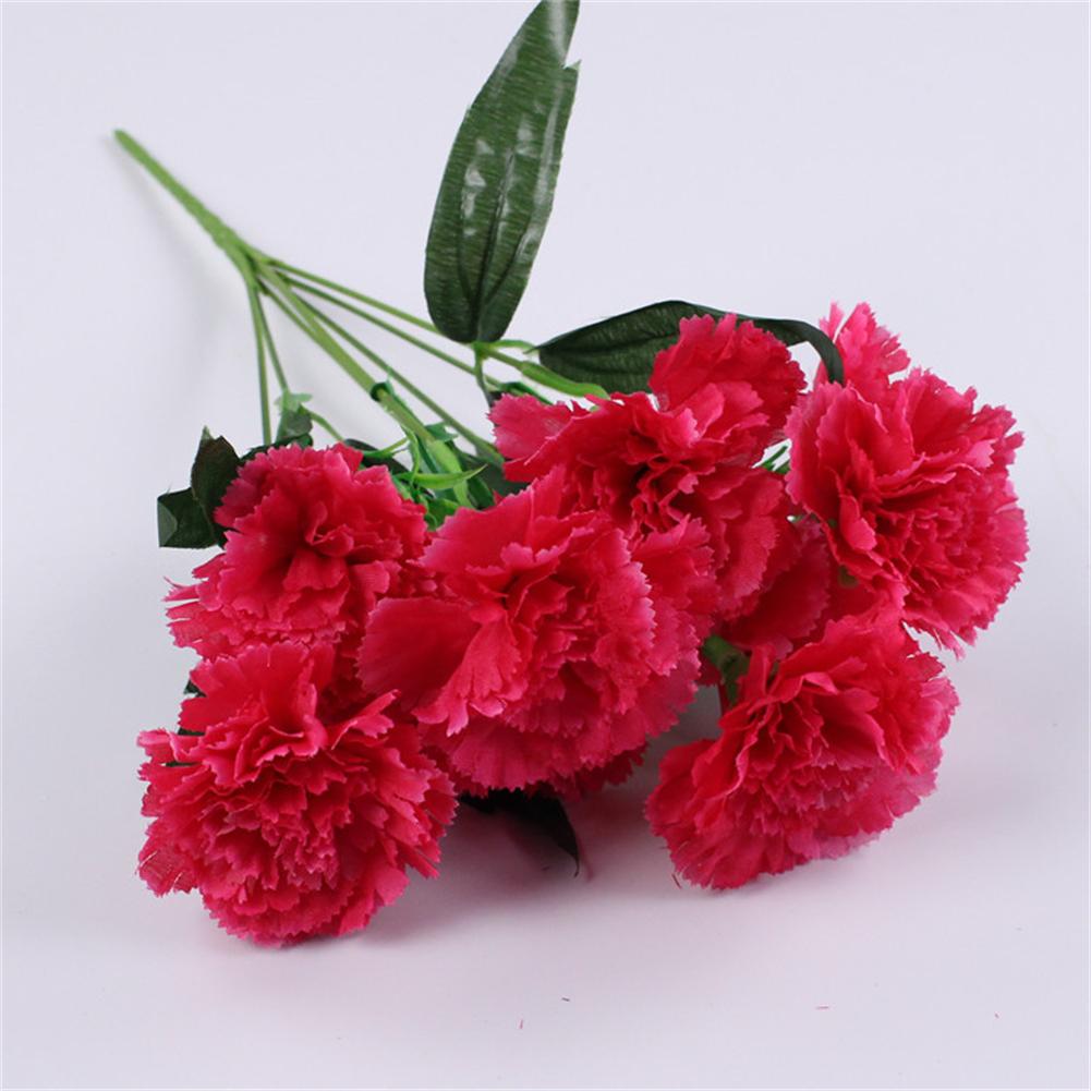 Lifelike and Durable 10 Head Silk Carnation Artificial Flowers for Festivals
