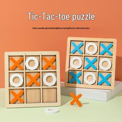 Children's Educational Wooden Tic-Tac-Toe Game for Early Learning and Logical Thinking