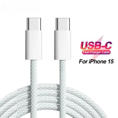 PD 60W USB C Snellaadkabel Voor iPhone 15 Pro Max Samsung S24 Ultra Weefsel Oplaad- en Gegevenskabel Accessoires