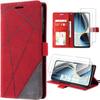 Husă pentru Samsung Galaxy A36 5G - BOOLING - Protecție 360 Grade Piele PU Roșu - 2 Sticle Temperate