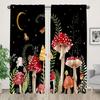 Mushroom Grass Print Curtains Suitable Bedroom Living Room Kitchen Decoration Home Window Curtain Set Of 2 Made Polyester Washable Great Ready