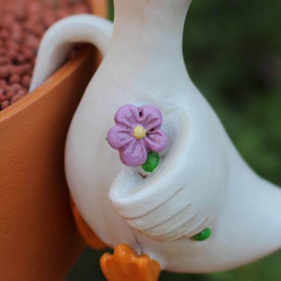 3 Pcs Cute Climbing Duck Resin White Goose Garden Statue Funny Flower Pot Hugger Outdoor Hanging