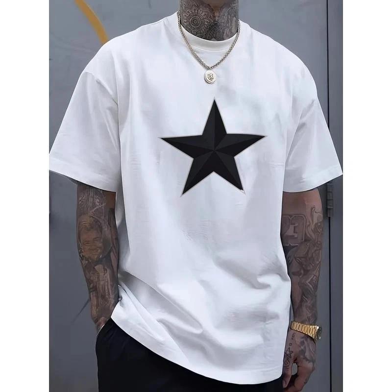 Black Star Graphic T- Shirt - Oversized Unisex Streetwear Tee with Bold Geometric