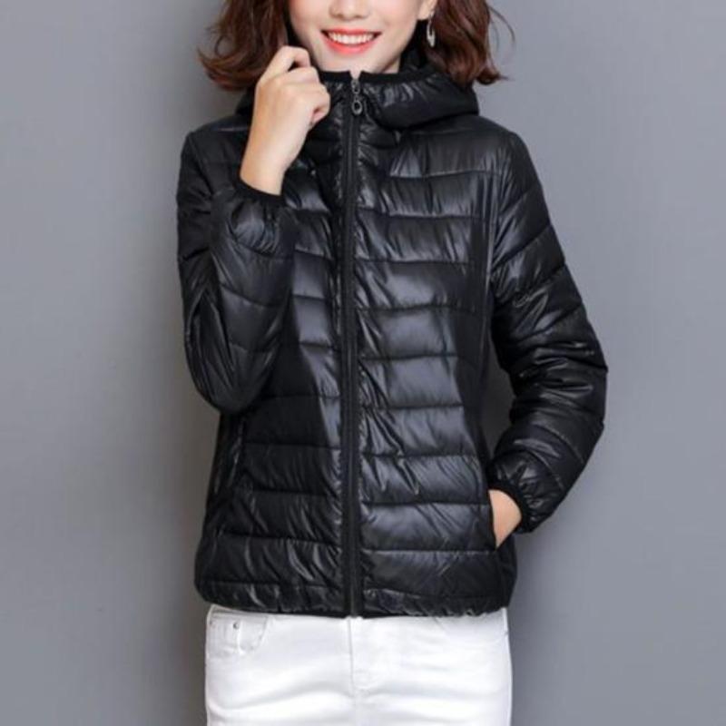 Dames Herfstwinterjas Gewatteerde capuchon Dikke lange mouwen Warme effen kleur Glad Slim Fit Ritssluiting Zakken Vest Dame Katoenen jas