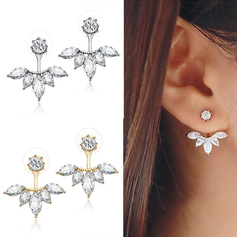 Elegant Korean Style Daisy Flower Stud Earrings With Zircon Stone For Women