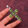 Peridot Edelstein Kreuzform Anhänger : 925er Sterlingsilber Handgefertigter Schmuck Anhänger