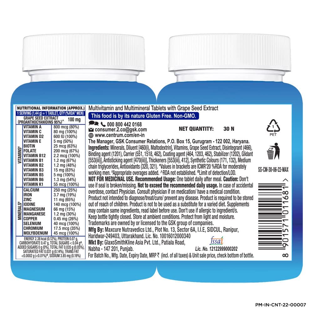 Supplement for Men (30 Tab, 1.44 G), Men, Centrum