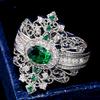 Modischer eleganter smaragdgrüner Stein-Kronen-Ehering, einzigartiger Luxus-Verlobungsfeier-Schmuck
