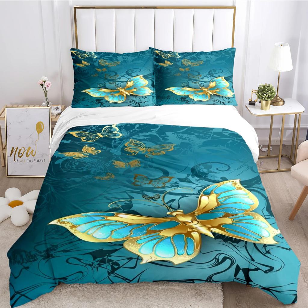 Colorful Flying Butterfly Duvet Cover Set Soft All Season Comforter with Pillowcases Single Double Queen King