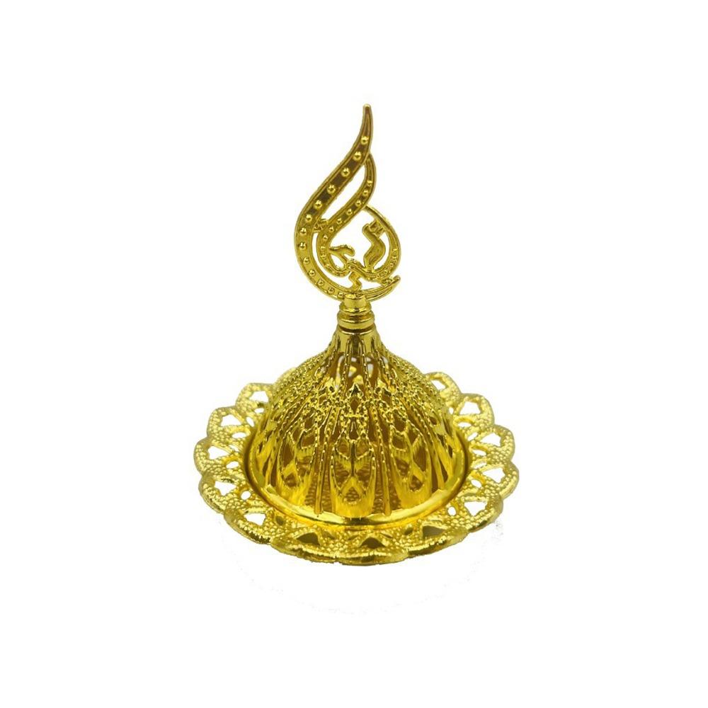 Decorative Alloy Metal Incense Burner Gold Hollow Out Mini Censer Holder Retro Star Moon Pattern Aromatherapy Burner Office