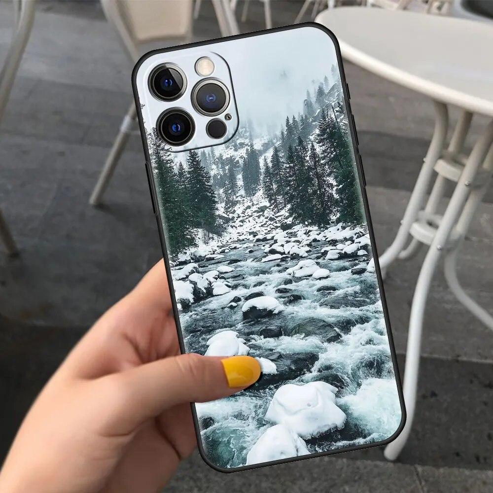 Havas táj telefontok iPhone telefonhoz Samsung Galaxy Redmi Xiaomi Oppo OnePlus Note SA 7 8 9 10 11 12 13 14 20 21 22 23 53 54 Pro Max Ultra TPU Soft