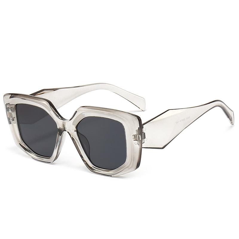Mode Vierkant Groot Frame Zonnebril Dames Rond Gezicht Ins Straatfotografie Bruine Zonnebril Anti-Ultraviolet Trend