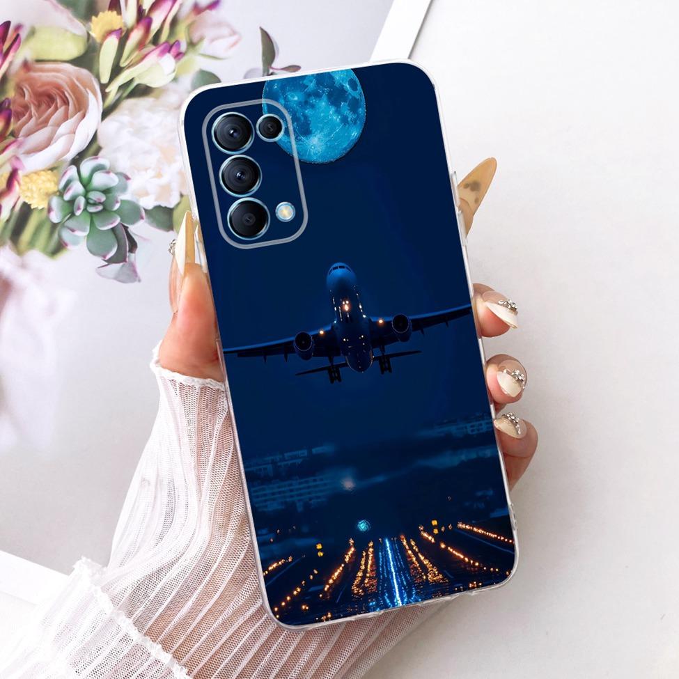 Transparent Cover For Oppo Reno5 5G Case CPH2145 Cute Cat Fashion Butterfly Funny Painted Casing PEGM00 PEGT00