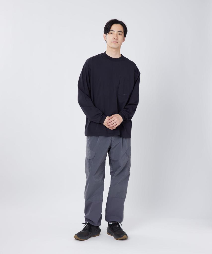 Snow Peak Organic Mercerized Long Sleeve T-Shirt CS-26SU005, Men's/Women's, BLACK, M