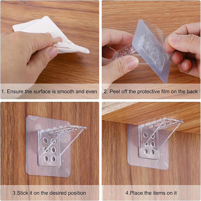 10/20pcs/bag Seamless Adhesive Laminated Board Holders Reinforced Holders For Wardrobe Layered Shelf Fixation Without Drilling