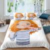 Cartoon Girl Pattern Duvet Cover Set, Cute Girl Goose Portrait Bedding Set For Child, Oil Painting Style Duvet Cover