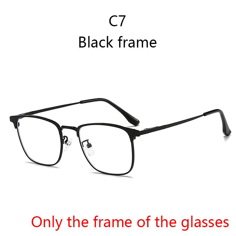 Modische Metall-Halbrahmen Drei-in-Eins Modebrille Business Flache Brille Blaulichtfilter Mit Polarisationsclips Nachtsicht