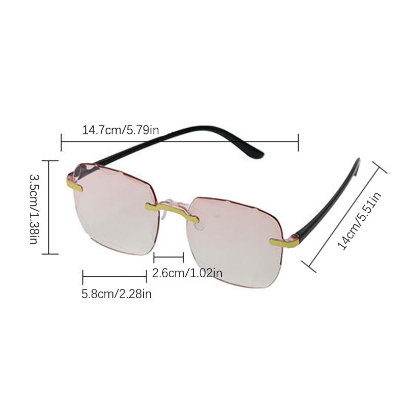 Verloop Bril Dames Uv Bescherming Shades Zonnebril Eenvoudige Dames Vierkant Randloos Bril