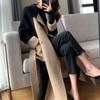 New Autumn and Winter Loose Double-sided Velvet Color Matching Temperament Hepburn Style Slim Woolen Coat Women's Long Coat