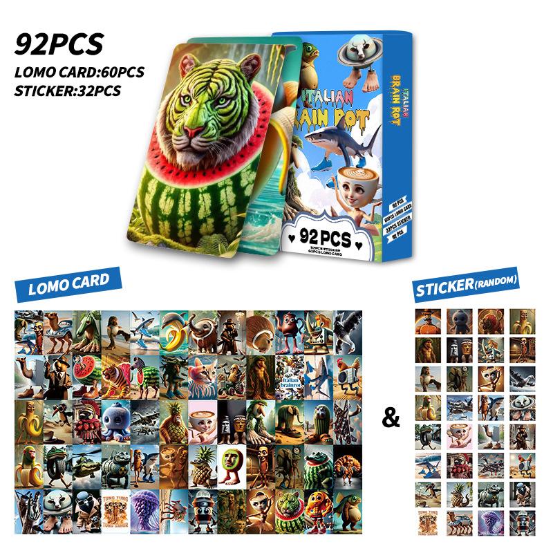 92pcs/set Italian Brainrot Cards Tung Tung Tung Sahur Tralalero Tralala Collectible Card for Boys Girls Birthday Gifts