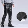 Heren Lente Herfst PU Leer Broek Casual Heren Dunne Fleece Plus Size Broek