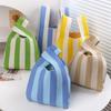 Reusable Knitted Stripe Wrist Bag Woven Handbag Stripe Female Shopping Bags Large-capacity Knitted Bucket Bag Women Tote Bags